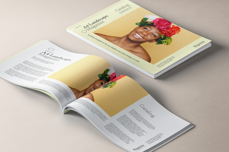 A4 Landscape Magazine Free PSD Mockup - PlanetMockup